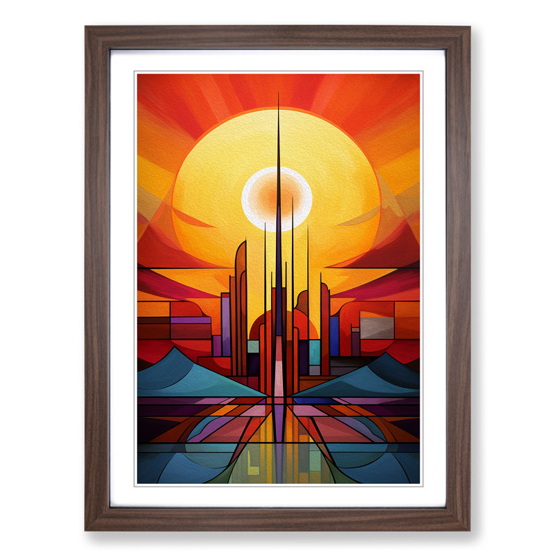 Single Picture Frame Print on Wood, Walnut Framed, 34cm H x 25cm W