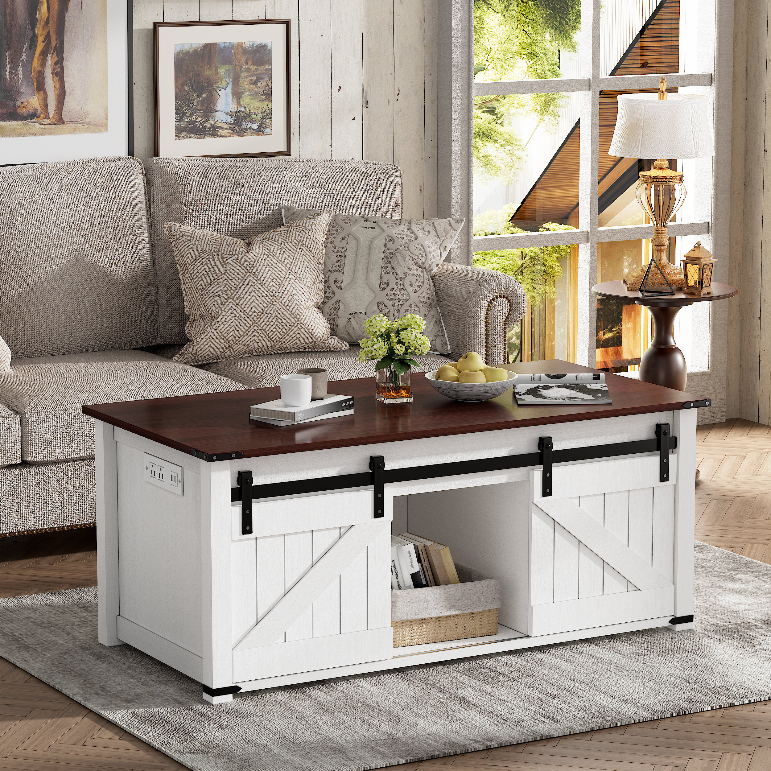 Latitude Run® Nalleli Farmhouse Lift Top Coffee Table with Storage ...