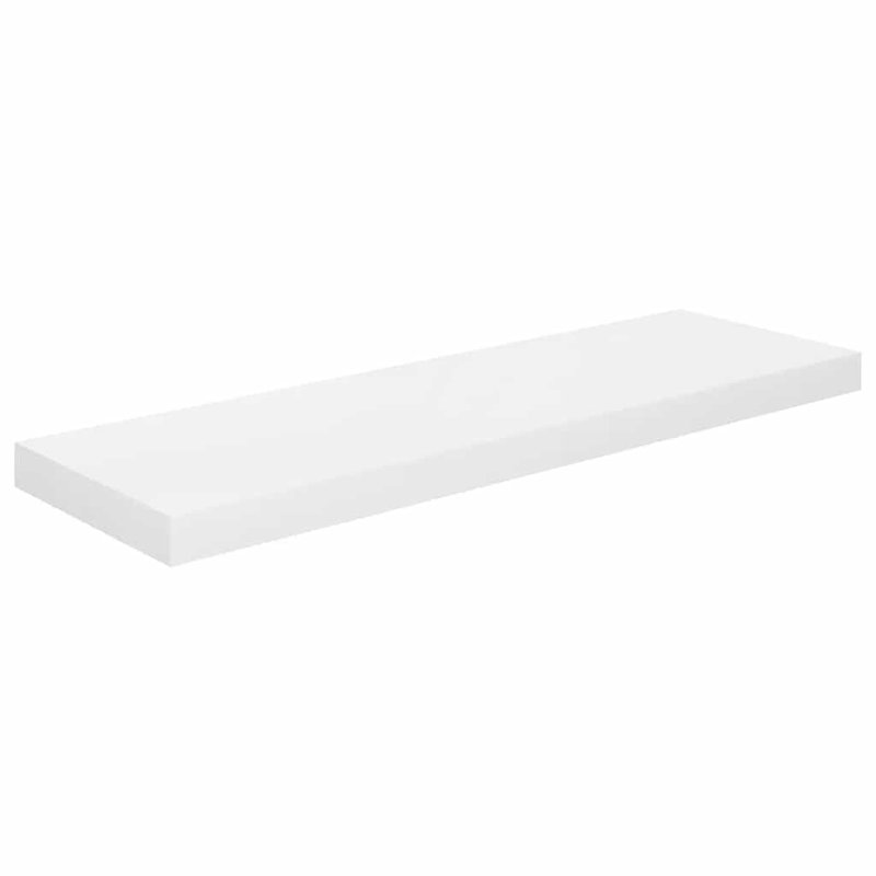 Wall Shelf  Wall Mounted Display Shelf for Photo Frame Set of 4, High Gloss White, 1.5" H x 31.5" W x 9.3" D