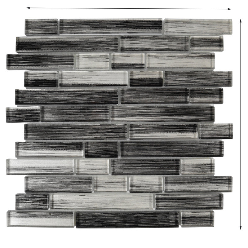 Smithwick 12" x 12" Glass Linear Random Mosaic Wall Tile, Black