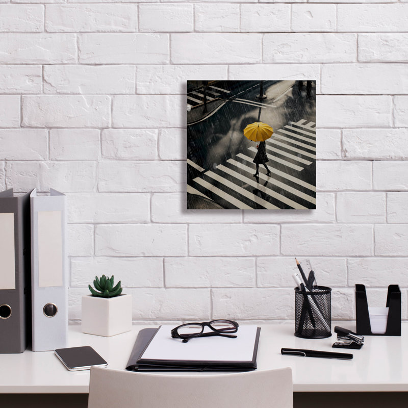 «Yellow Umbrella» par Decent Exposures, art mural sur toile, H 12 po x l 12 po x P 0,75 po