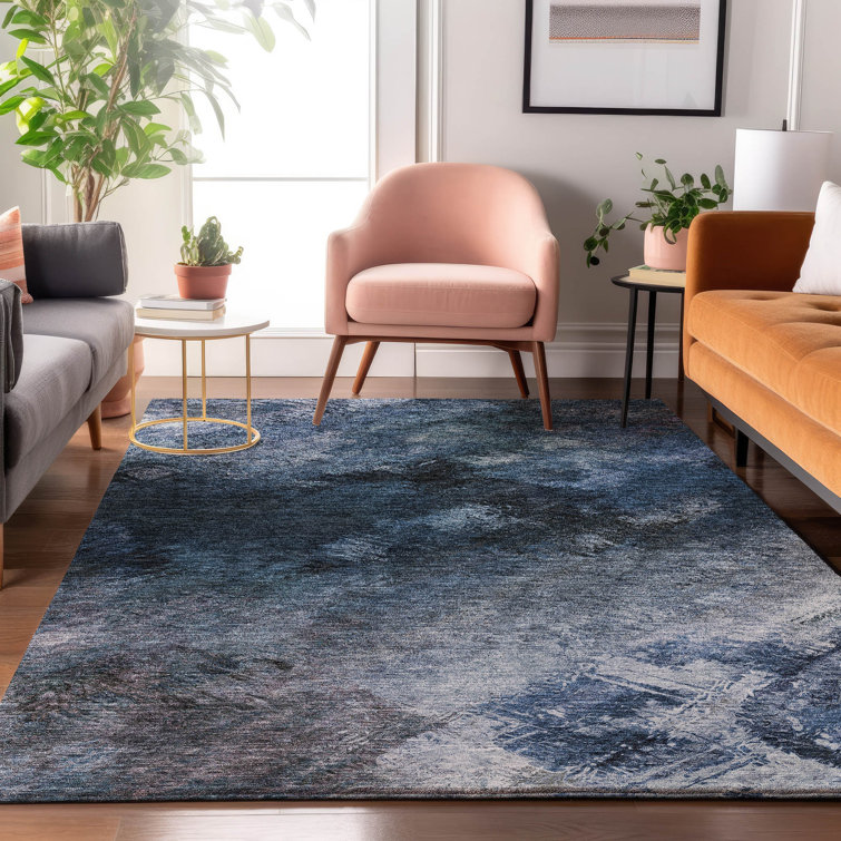 Premium Machine Washable Cerrito AMF590 Blue Rug