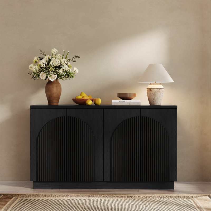 Designer 55'' Curved Three-dimensional Texture Sideboard, Black