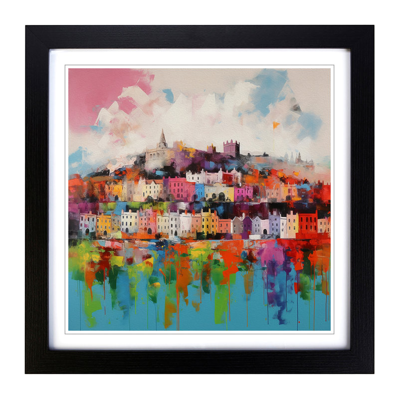City Of Cardiff Color Field No.5 - Framed Print, Black