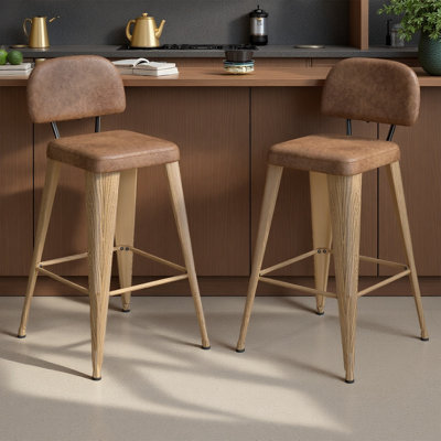 Upholstered Seat Counter Stools with Metal Frame