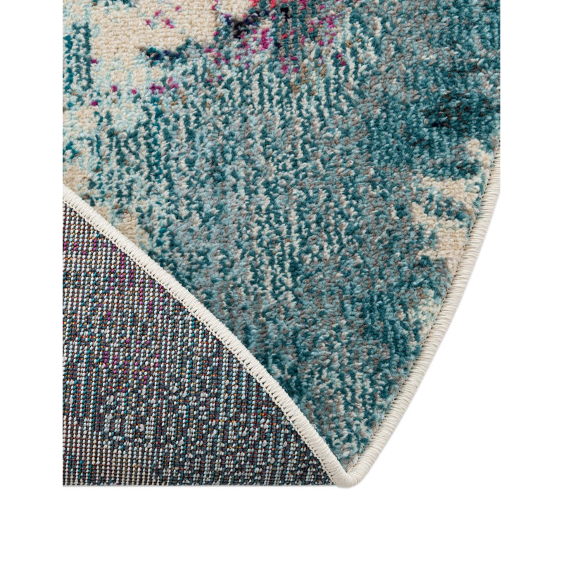 Tapis bleu clair Esposito, Rond 5 pi 3 po