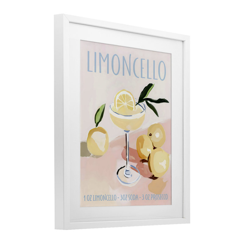 «Limoncello Summer Cocktail», impression sous verre encadrée, design par Sissi et Seb, 16 x 13