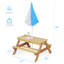 Table de pique-nique en bois pour enfants, table avec parasol