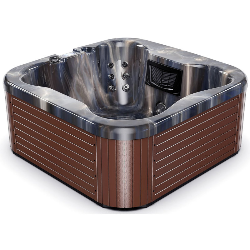 Luxuria Spas 110 Volt 4 Person 28 - Jet Acrylic Rectangle Standard (Hardwired) Hot Tub with Ozonator, Mocha, Midnight Opal