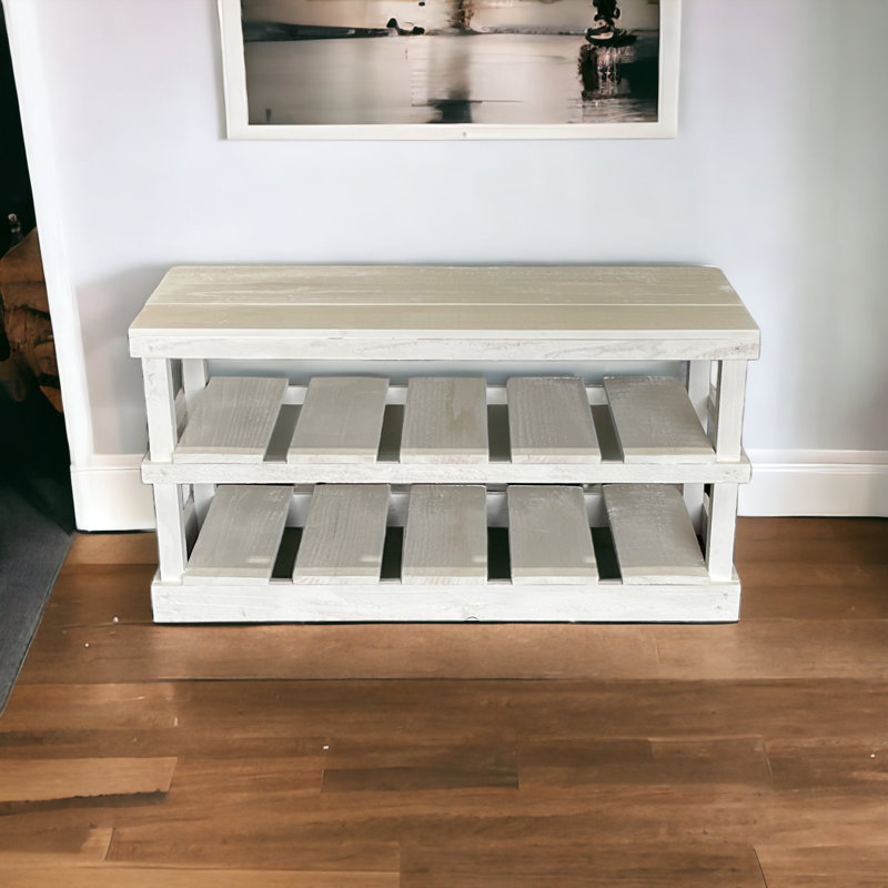 Banc de rangement pour 8 paires de chaussures, Blanc
