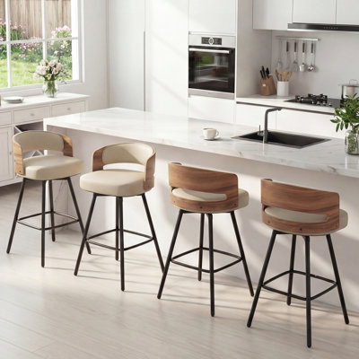 Swivel Upholstered Counter Stool with Metal Frame