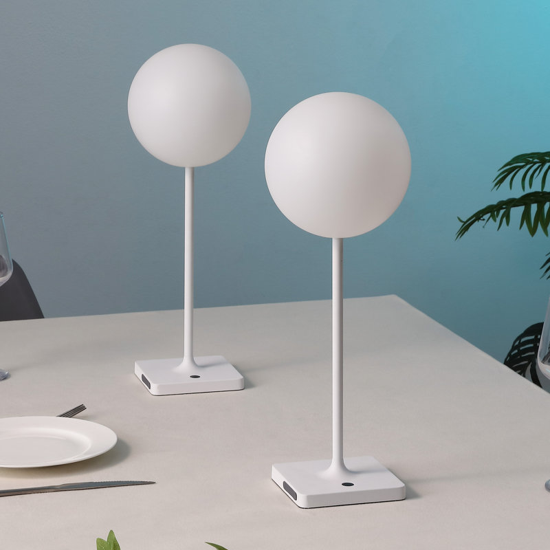 Allie 17.5" Modern Minimalist Indoor/Outdoor Metal Globe Rechargeable/Cordless Dimmable Integrated LED Table Lamp with Touch Sensor