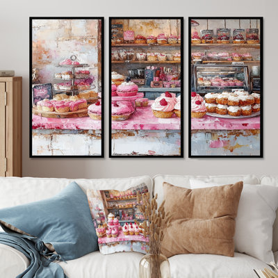 Pink And Red Patisserie Paradise - Food Wall Art Set