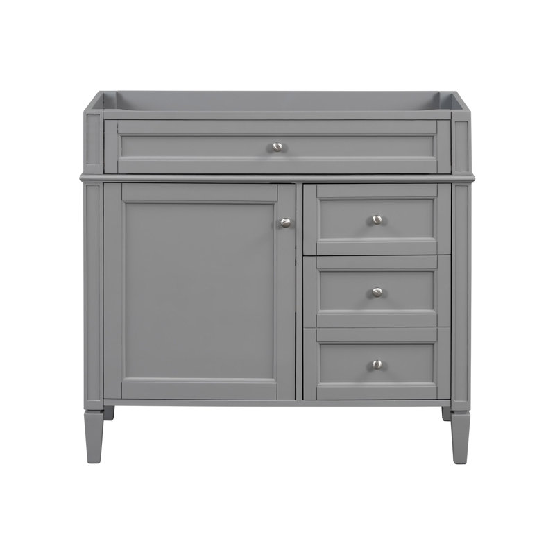 Meuble-lavabo de 36 po sans lavabo supérieur, armoire de rangement moderne avec 2 tiroirs et un tiroir basculant, structure en bois massif
