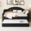 Lit de jour simple en velours noir avec lit gigogne et gigogne escamotable, convient aux petits espaces, structure robuste de type C, sans sommier, stable-267034481