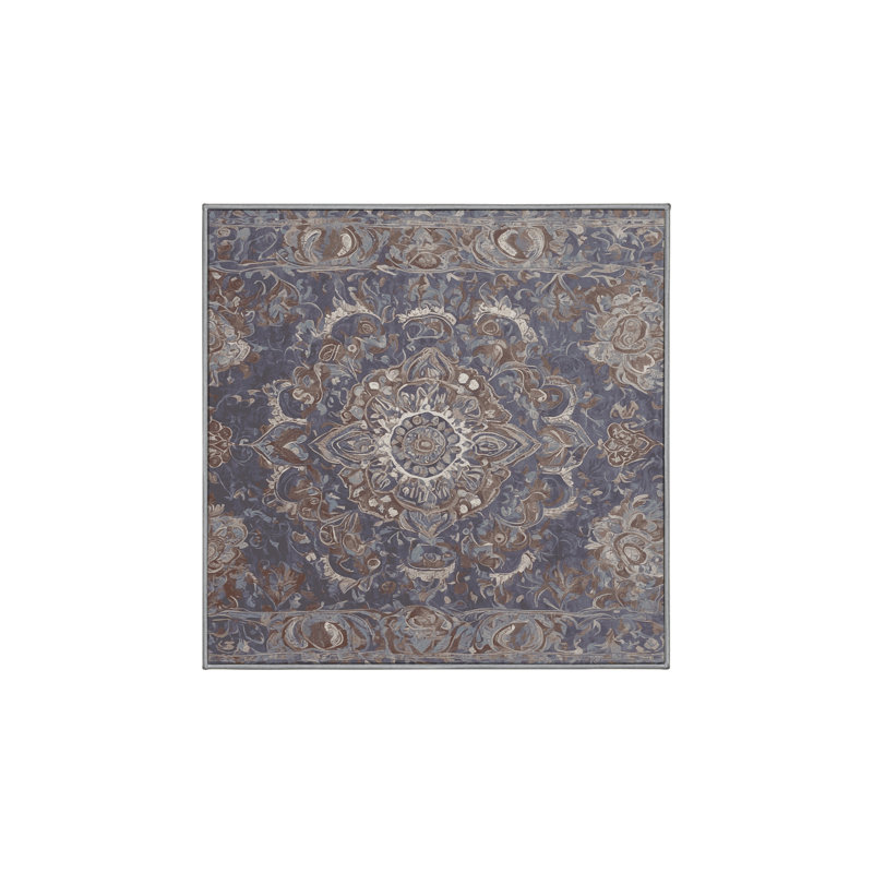 Machine Washable Pink Area Rug, Square 4'