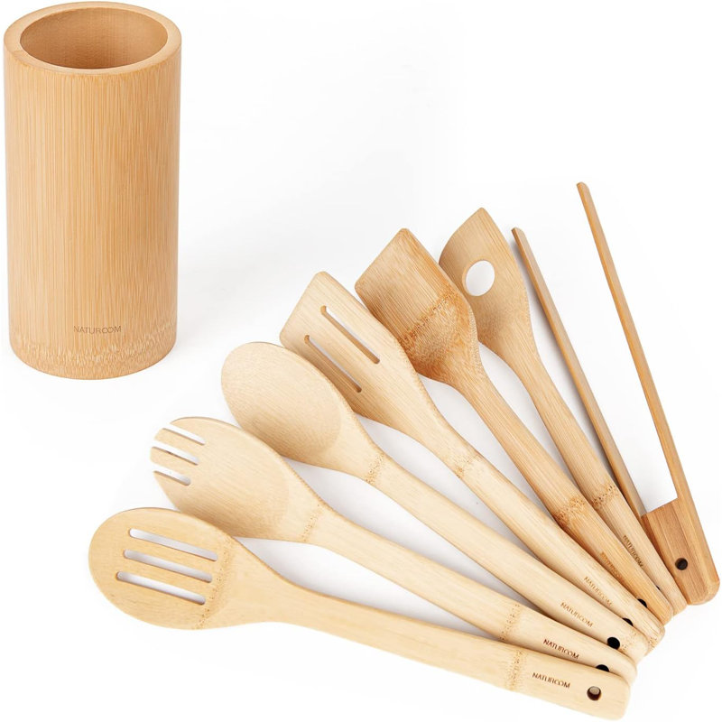 Ensemble d'ustensiles 8 pièces en bambou 