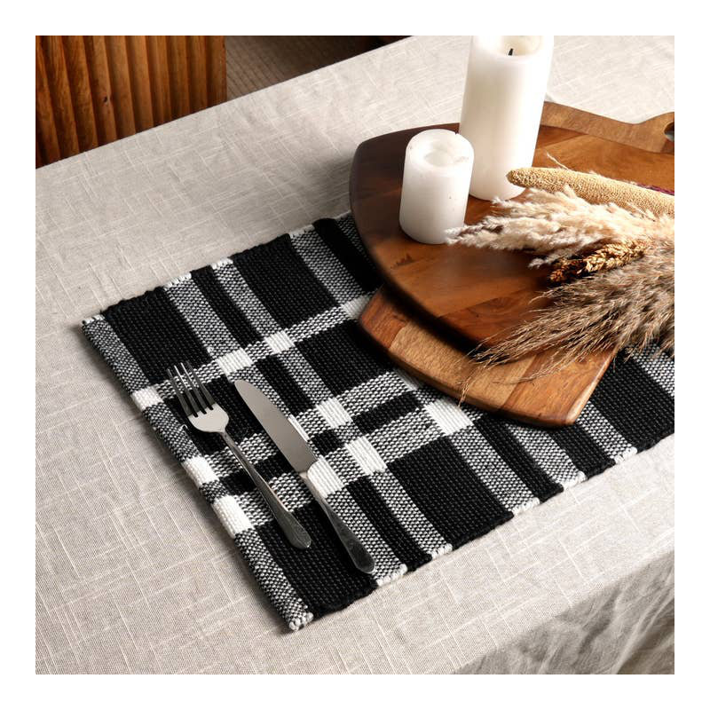 Polyester Striped Placemat, Charcoal