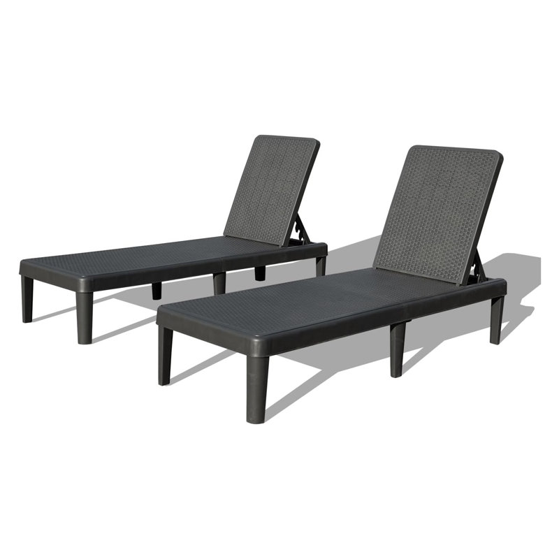 Ensemble de 2 chaises longues d'extérieur pour piscine - chaises longues réglables en résine pour patio, jardin et terrasse