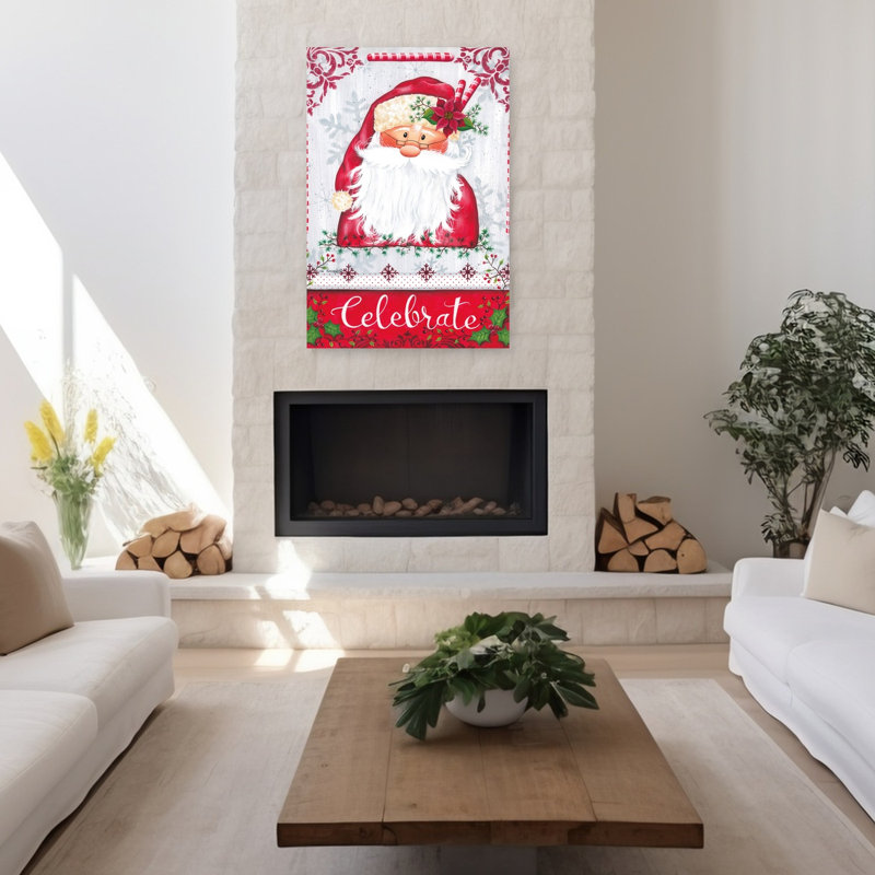 Célébrer le Père Noël, art contemporain hivernal, H 48 po x l 32 po