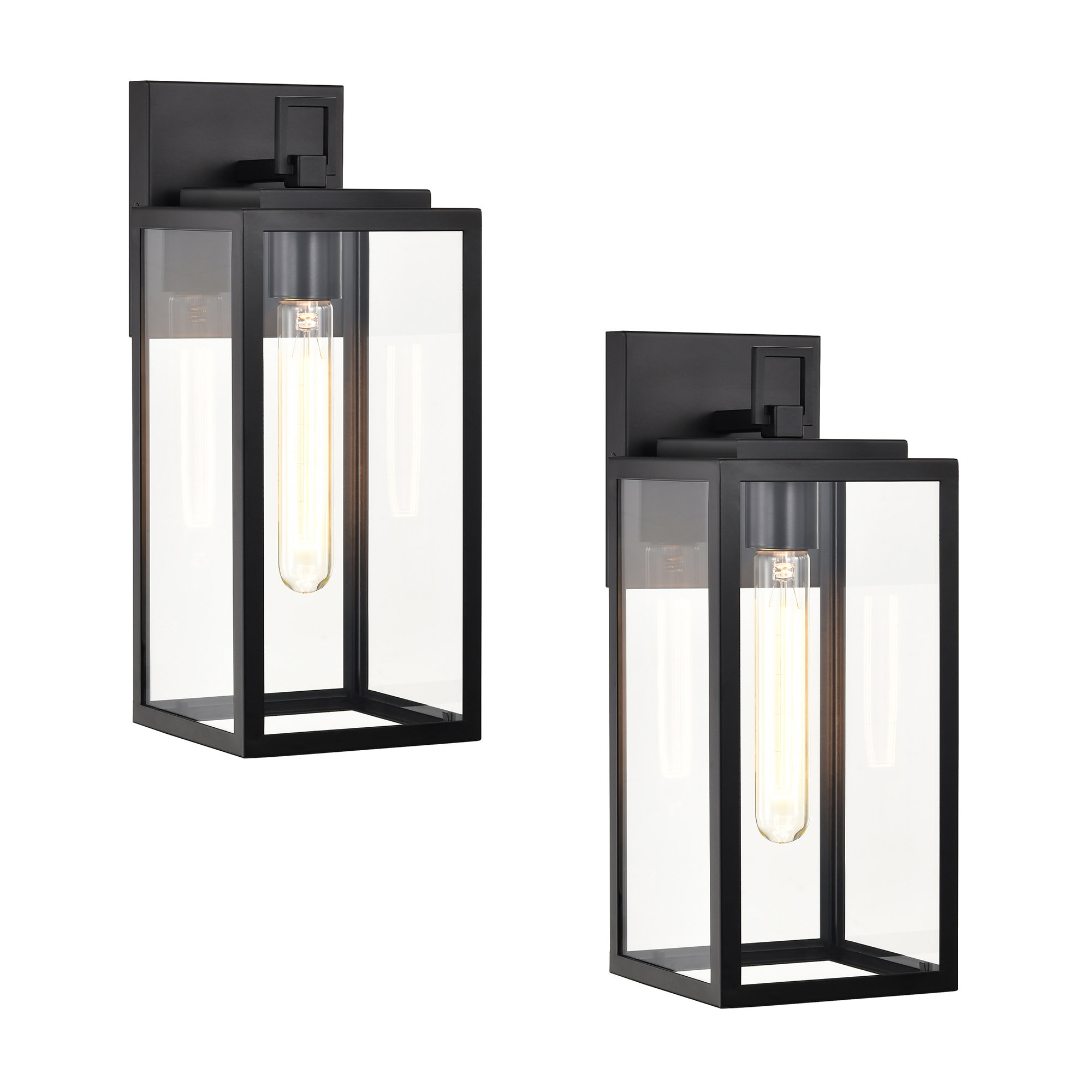 17 Stories 13.75 in. 1-Light Matte Black Outdoor Boxed Hardwired Wall ...