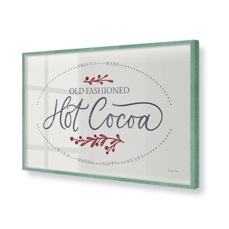 Impression de signe «Hot Cocoa», H 12 po x l 15 po x P 1,25 po, Cadre simple citronnelle