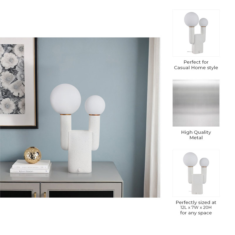 Sagebrook Home 20X12" Double Head Totem Lamp With Base Switch, White, White