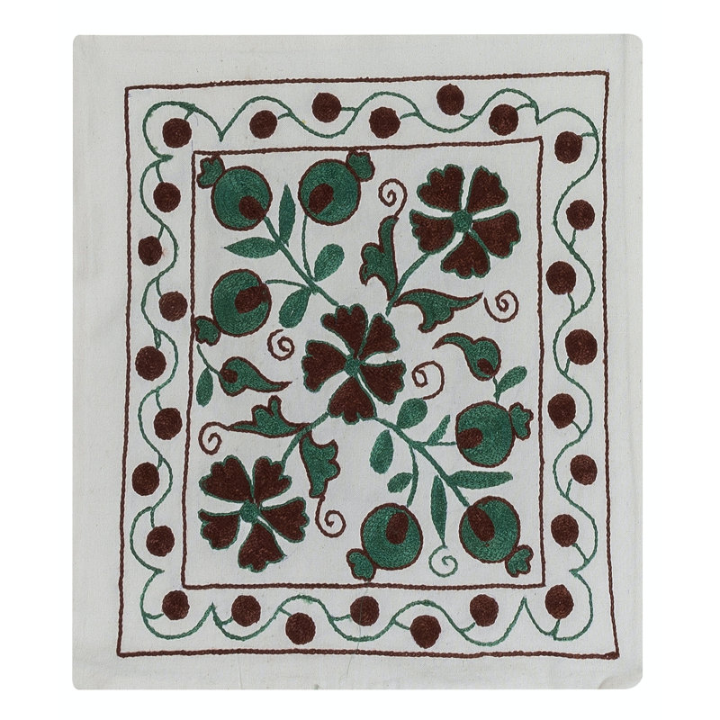 Housse de coussin en soie brodée en dentelle, coussin Suzani fait à la main, taie décorative. 17 x 19 po
