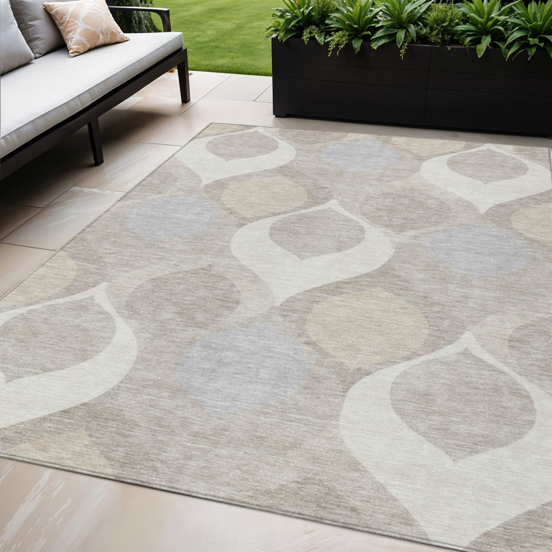 Tapis intérieur lavable beige ivoire 5 'x 8' Ogee