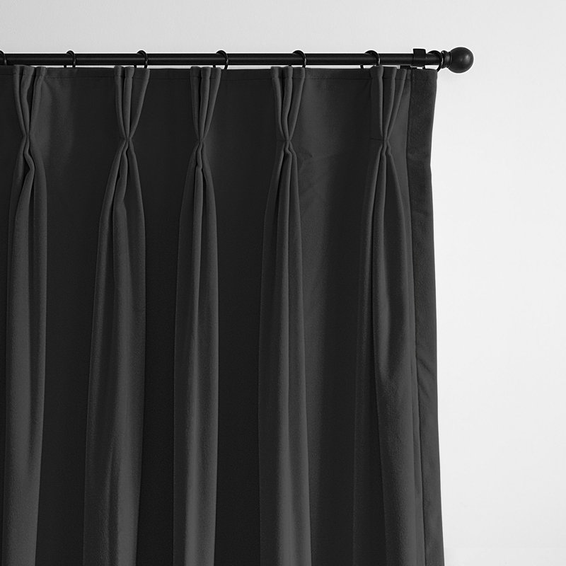 Velvet Room Darkening Curtain Pair, 40" x 132" , Black