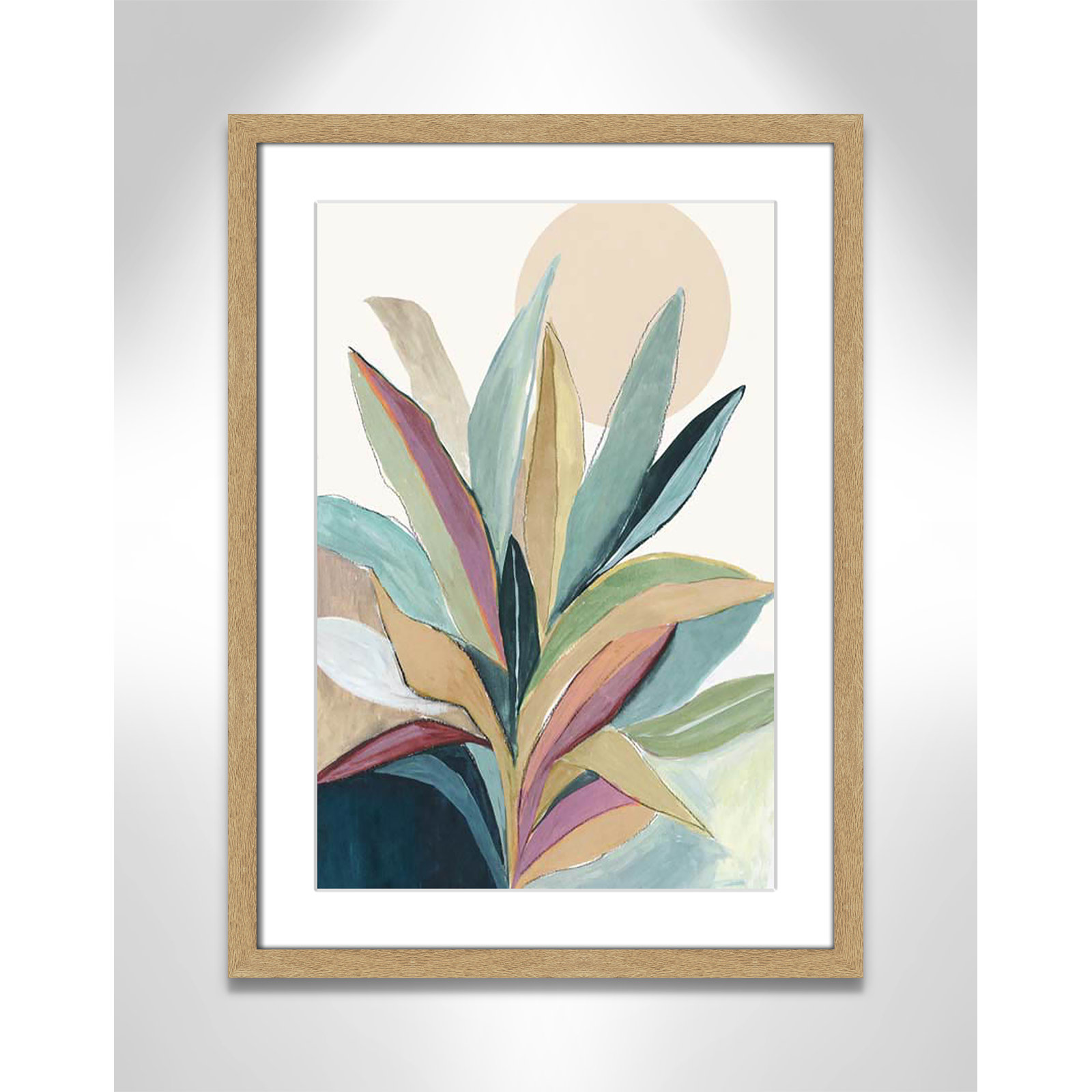 Sherbrooke Sunny Bright Leaves I by Asia Jensen Print, No Mat, Natural Woodgrain Single Picture Frame