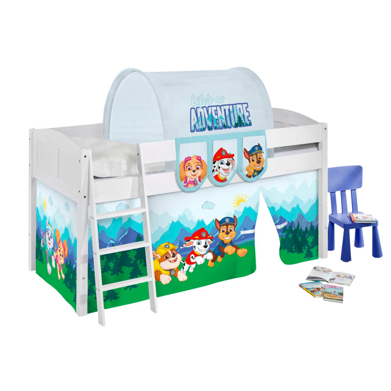 Paw Patrol European Single (90 X 200 Cm) Loft Bed Slat with Built-in Ladder Included