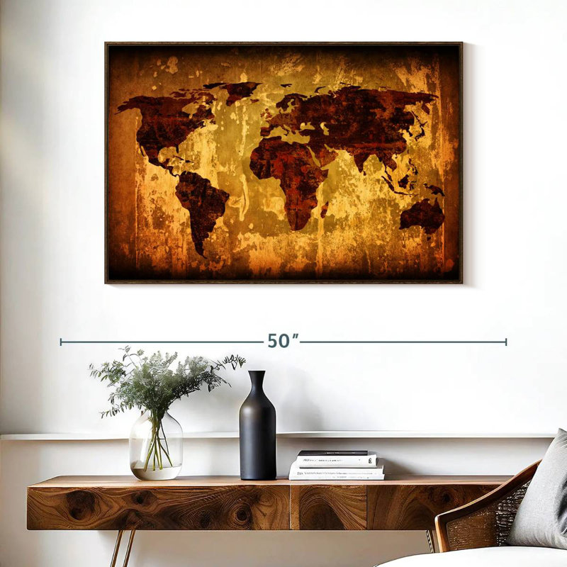 Monde rétro Liggins, Cadre flottant noyer, 40 po x 27 po