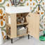 Petit meuble-lavabo avec lavabo simple en céramique-414888837