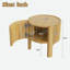Table d'appoint ronde cannelée avec rangement et porte à fermeture en douceur