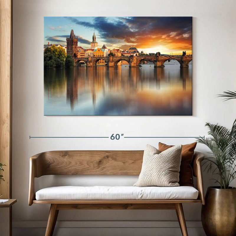 Lilie, pont Charles au crépuscule, H 34 po x l 51 po