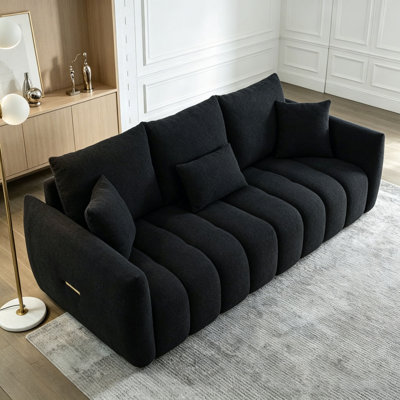 Canapé 3 places 79,5 po en tissu Teddy Premium avec 3 coussins de dossier et 3 coussins de dossier