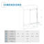 Porte de douche, verre trempé transparent, coulissant réversible, seuil de blocage de l'eau, baignoire ajustable 56 H 60 po, H 1/4 po, 6 mm, rebord anti-éclaboussures, roulettes