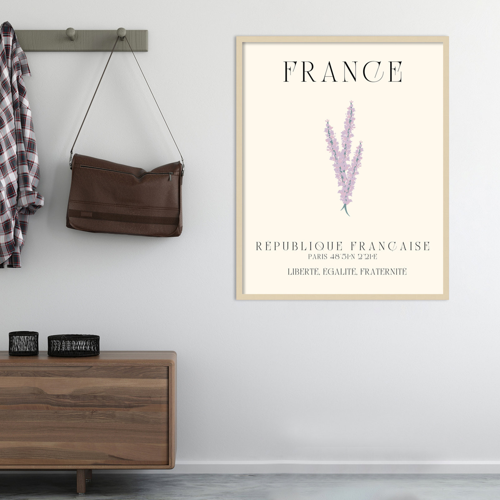Mirando "France Travel Poster" Print, Brown Framed, 33" W x 41" H x 1" D