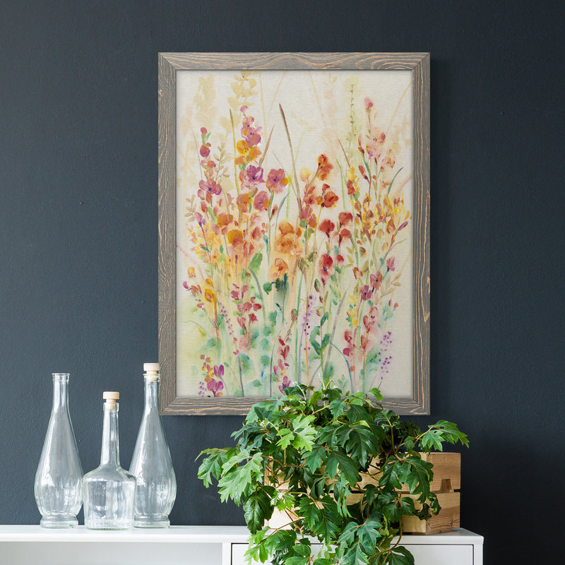 Toile encadrée de qualité supérieure Brilliant Floral II - prête à être accrochée, H 20 po x l 17 po x P 1 po, gris