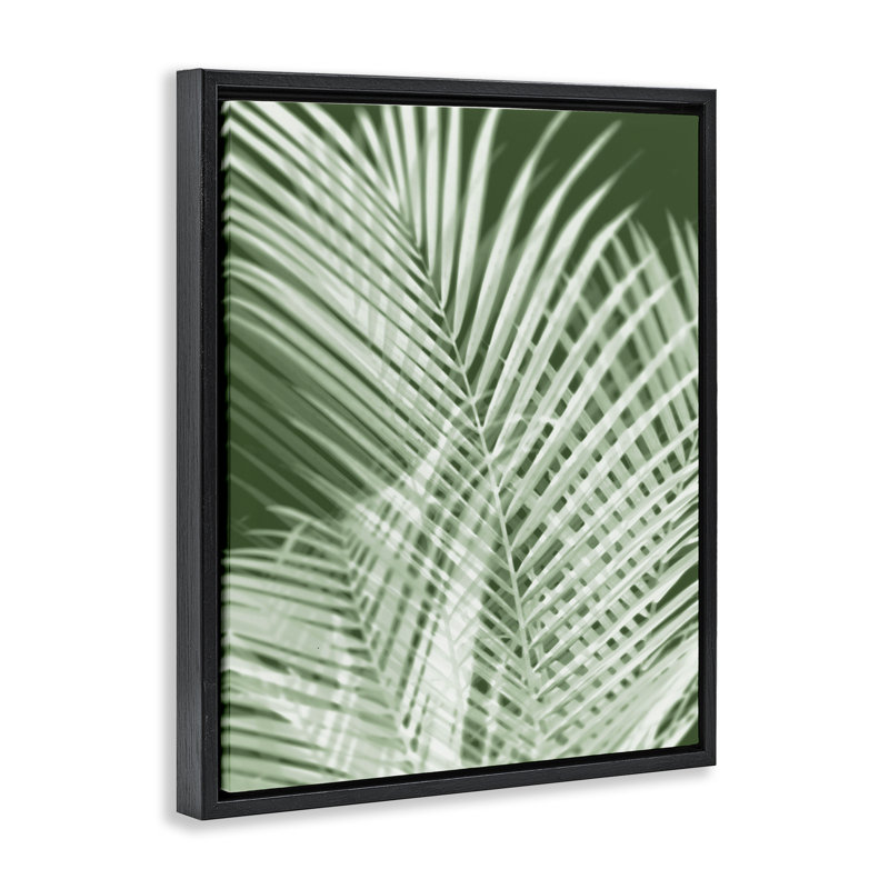«Green Palm Leaves» par Melonie Miller, Cadre flottant noir de jais, H 21 po x l 17 po