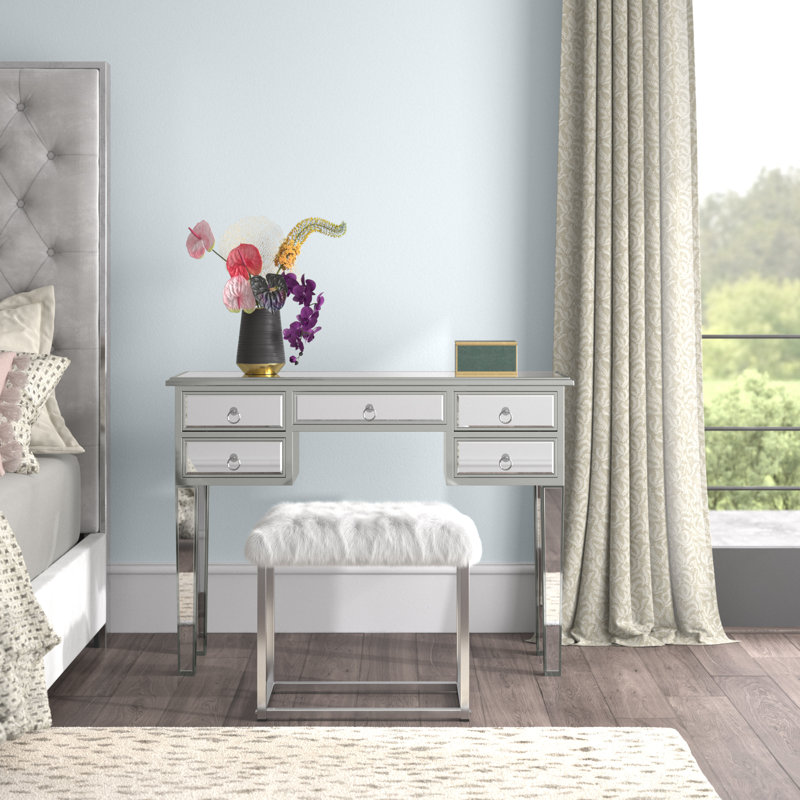 Deshotel 5-Drawer Glass Vanity