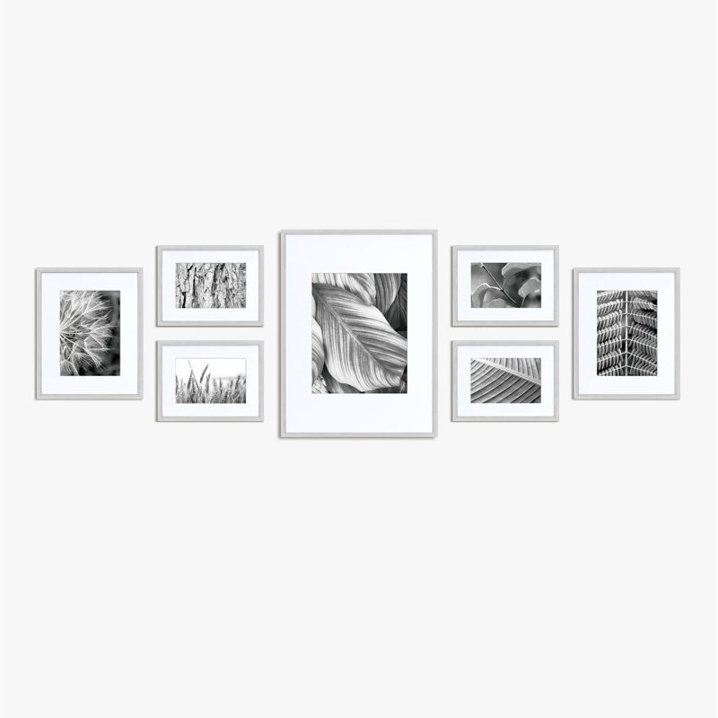 Mato Metal Picture Frame - Set of 7 with Mat, Grey