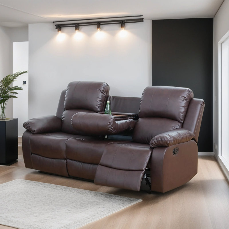 82'' Faux Leather Reclining Sofa, Espresso