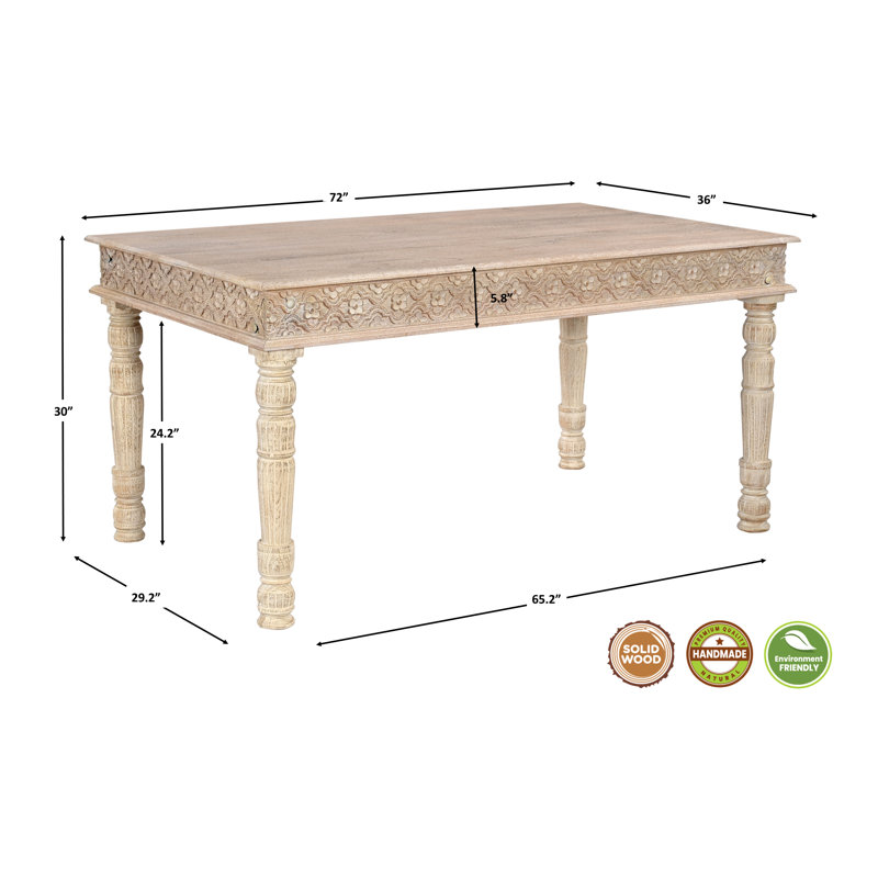 Table de salle à manger en bois de teck Aarohi, L 36 po x L 72 po, Blanc sable