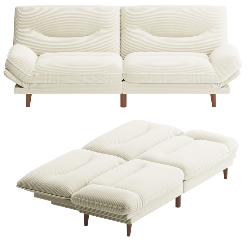 FUTON Sofa with Adjustable Sides and Back, Beige