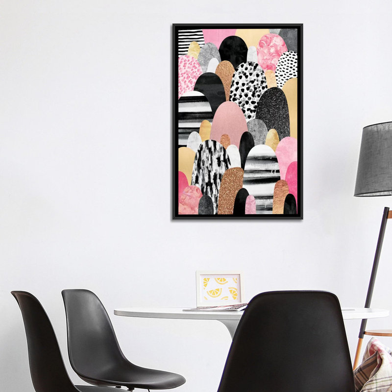 « rose pebbles » par elisabeth fredriksson-impression, Toile avec cadre noir, H 48 po x l 32 po x P 1,5 po