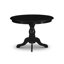 Ensemble de table à manger 5 pièces pour 4 personnes comprenant une table ronde avec piédestal et 4 chaises de salle à manger Parson en tissu noir, noir brossé-204763511-204763499-204763501