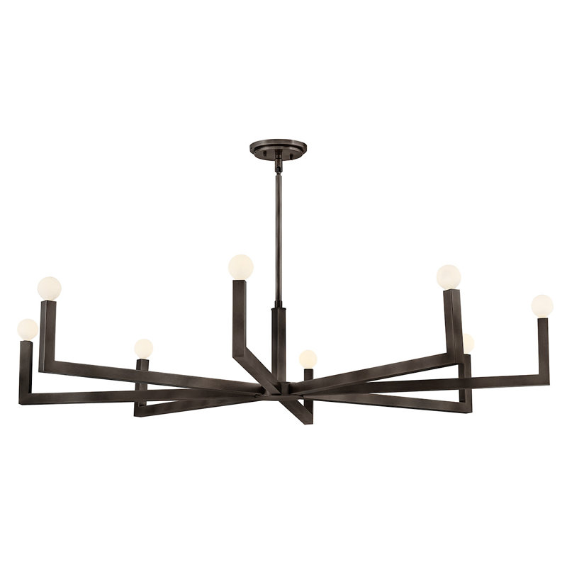 Ezra 8 - Light Steel Dimmable Chandelier, Black Oxide