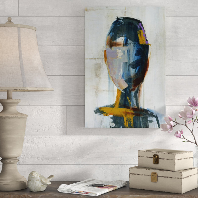 «Thought Machine I» par Bridges - peinture sur toile tendue, H 24 po x l 16 po x P 1,5 po, Extérieur